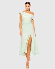 Ruched Off-The-Shoulder Midi Dress