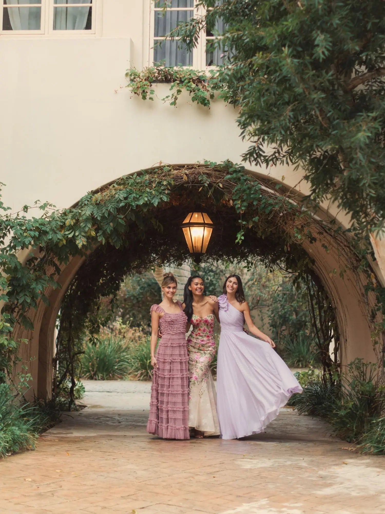 Purple Polka Dot Ruffled One Shoulder Gown