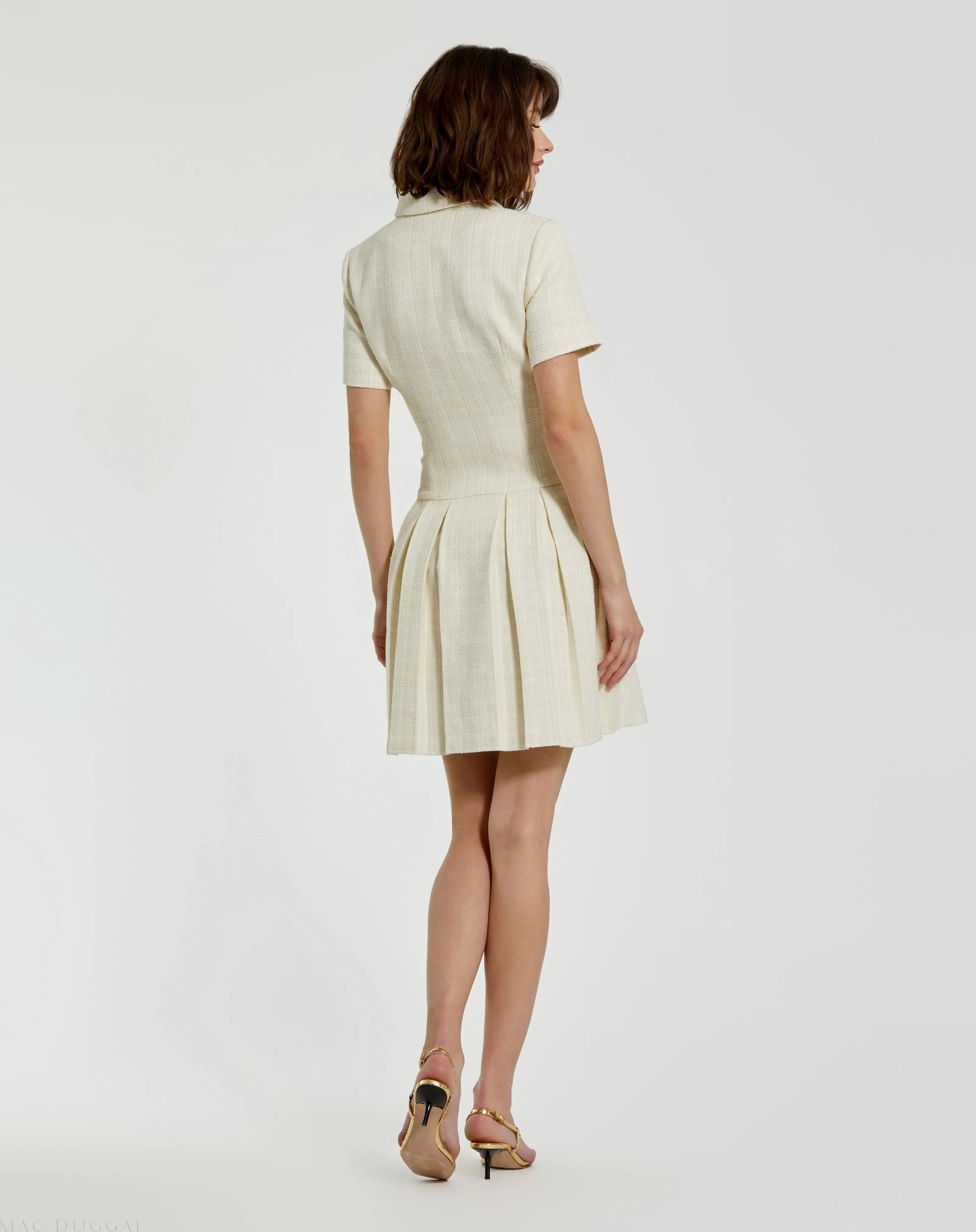 White Tweed Short Sleeve Blazer Mini Dress