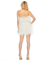 White Feather Strapless Mini Dress
