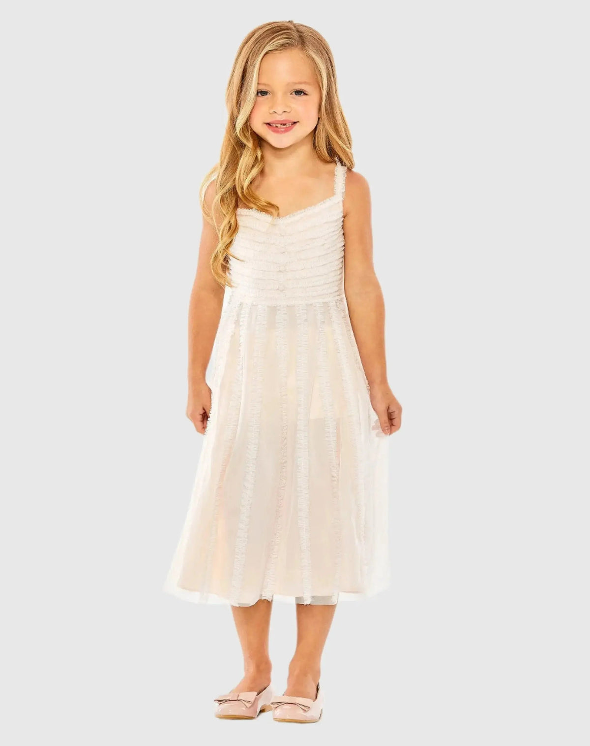 Pink Girls Sleeveless Ruffle Tiered Mini Dress