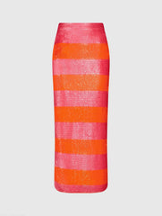 Multicolor Classic Sequin Striped Midi Pencil Skirt - FINAL SALE
