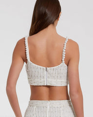 White Pearl Beaded Bra Top